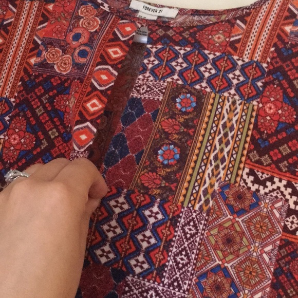 Long Sleeve Mini Bohemian Print Forever 21 Dress - Picture 3 of 6